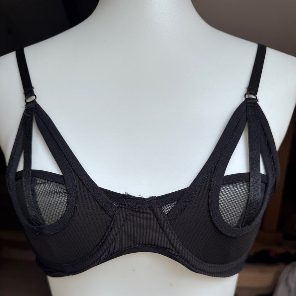 Dolls Kill Poster Girl Black Cutout sheer panel cage Bra size xxs